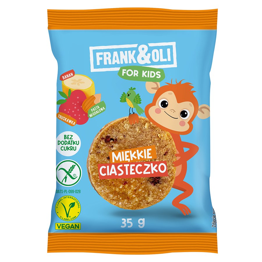 Miękkie ciasteczko For Kids z bananem i truskawką Frank&Oli, 35g-0