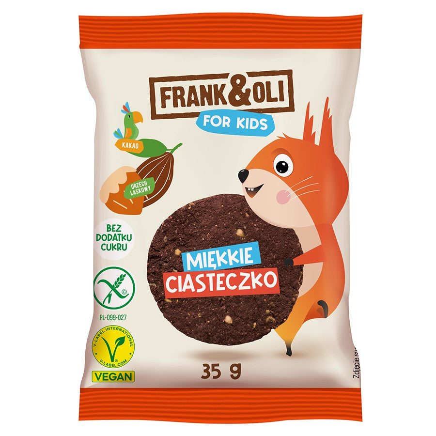 Miękkie ciasteczko For Kids z kakao i orzechem laskowym Frank&Oli, 35g-0