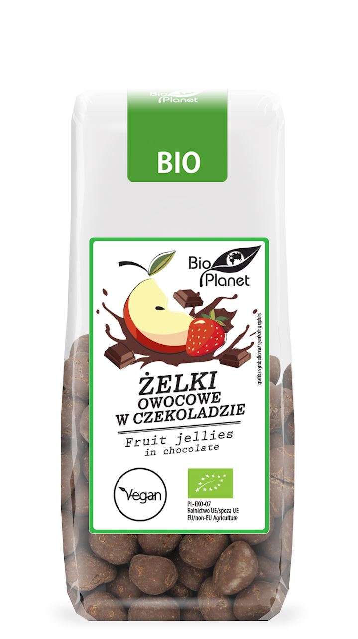 Geleebonbons Apfel-Erdbeere in Rohschokolade BIO 100g