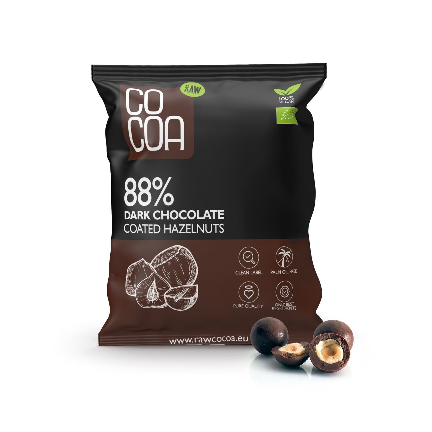 Haselnüsse in Zartbitterschokolade 88 % KETO BIO 70 g