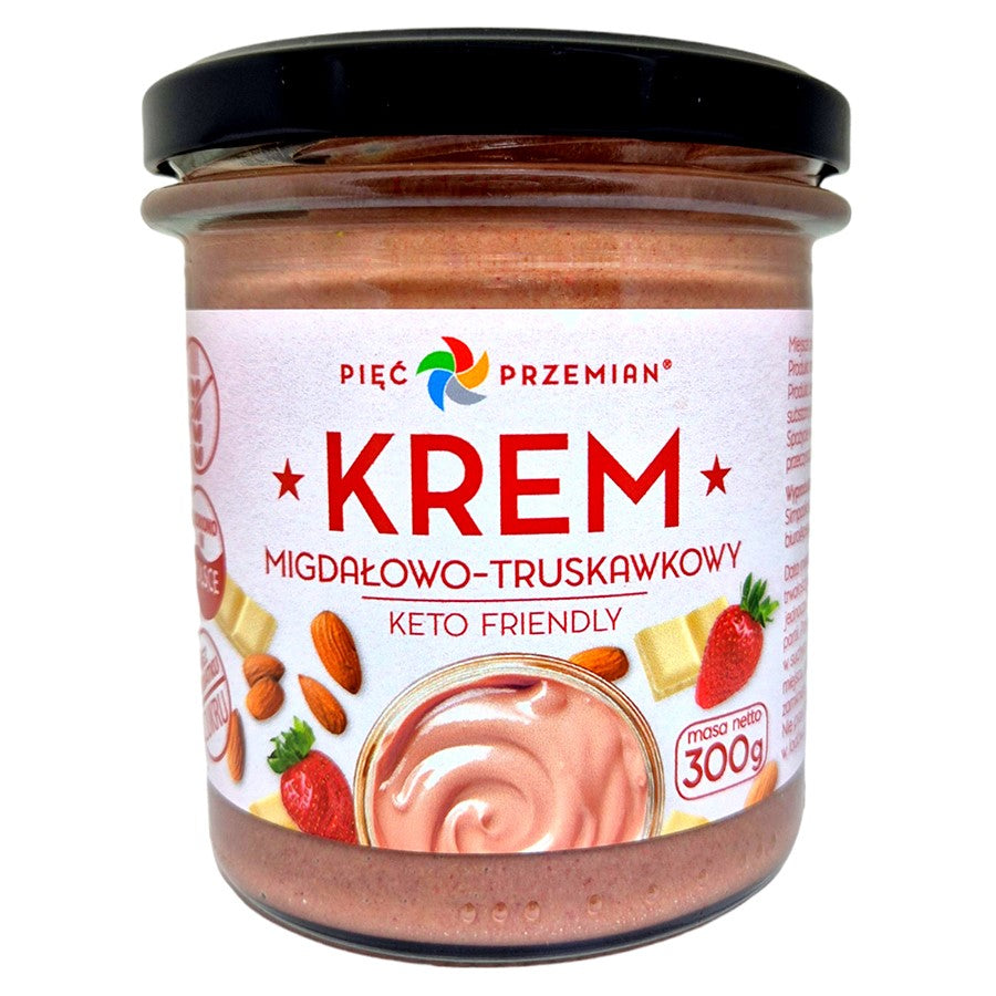 Krem migdałowy z białą czekoladą KETO Pięć Przemian, 300 g-0