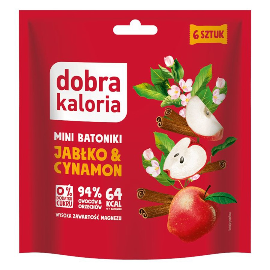 Minibatoniki daktylowe - jabłko & cynamon Dobra Kaloria, 108g-0