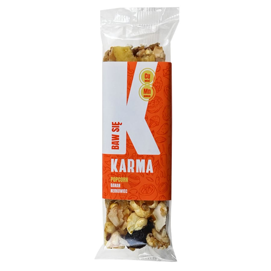 Baton "BAW SIĘ" - popcorn, banan, nerkowiec Karma, 35g-0