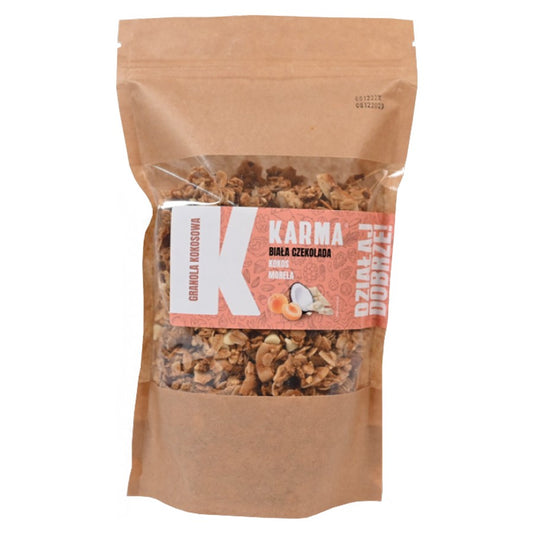 GRANOLA KOKOSOWA - biała czekolada, kokos, morela Karma, 400g-0