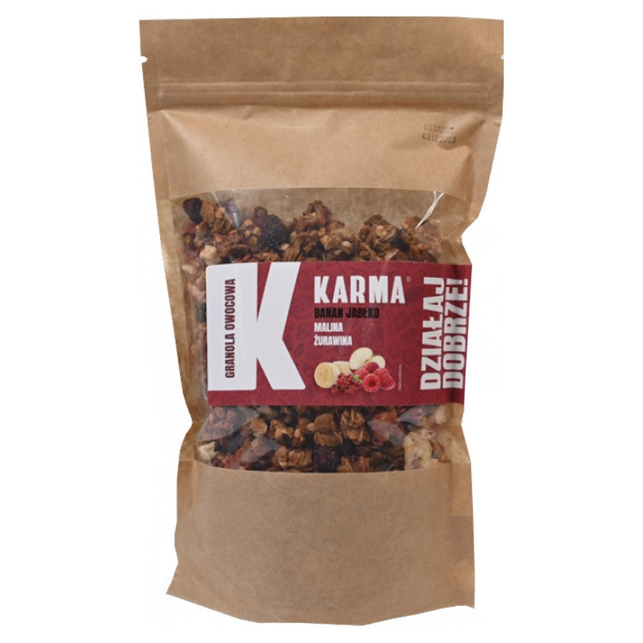 GRANOLA OWOCOWA - banan, jabłko, malina, żurawina Karma, 400g-0