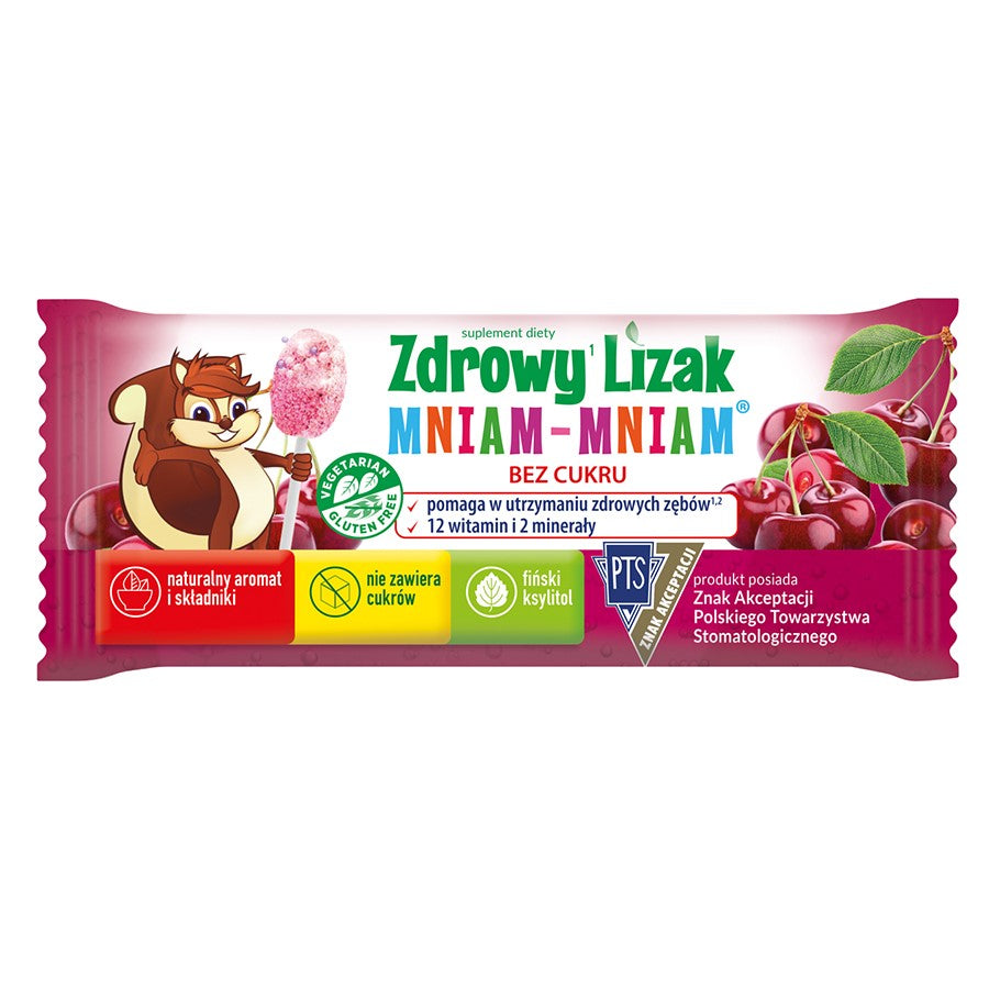 Zdrowy Lizak Mniam-Mniam o smaku musującej wiśni Starpharma, 6g-0