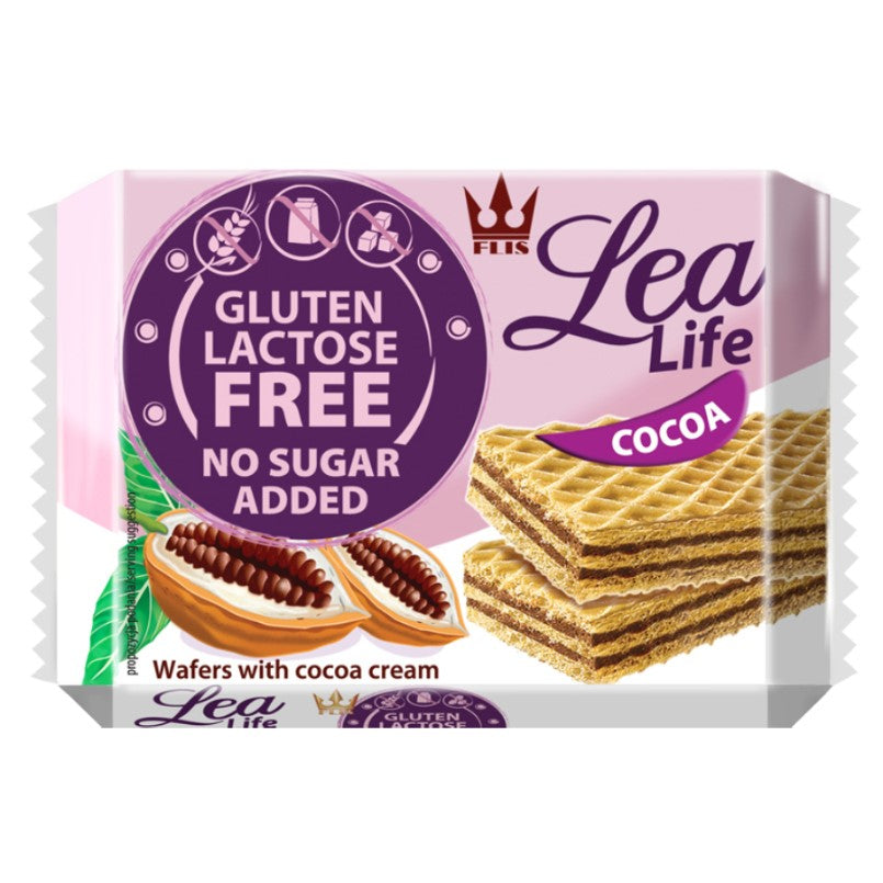 Wafle kakaowe bez glutenu laktozy i bez dodatku cukru Lea Life 95g-0