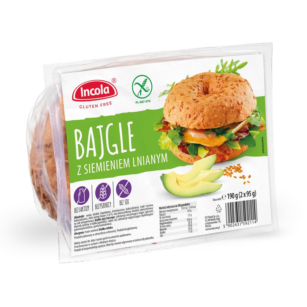 BAJGLE Z SIEMIENIEM LNIANYM BEZGLUTENOWE (2 x 95 g) 190 g - INCOLA-0