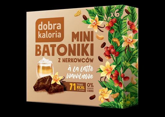 BATONIKI MINI Z NERKOWCÓW A'LA LATTE WANILIOWE (6 x 17 g) 102 g - DOBRA KALORIA-0