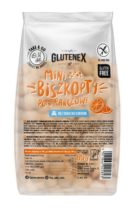 BISZKOPTY MINI POMARAŃCZOWE BEZ DODATKU CUKRÓW BEZGLUTENOWE 85 g - GLUTENEX-0