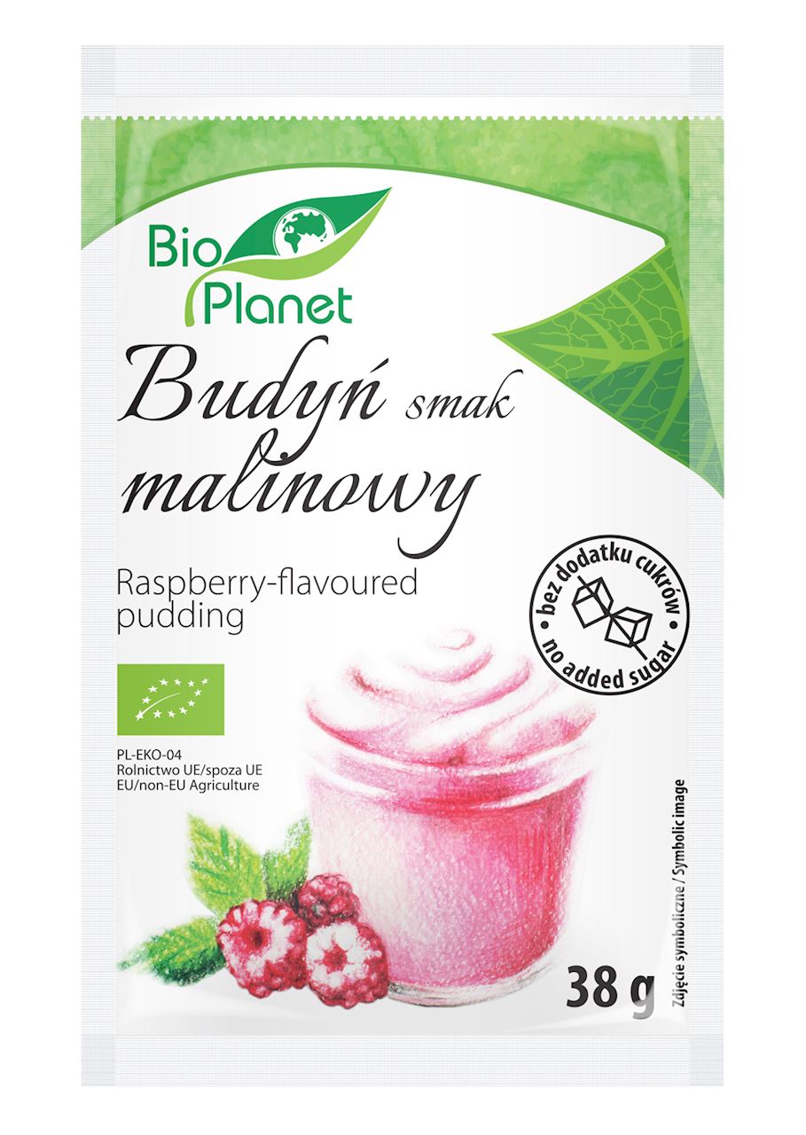 BUDYŃ O SMAKU MALINOWYM Z MALINAMI BIO 38 g - BIO PLANET-0