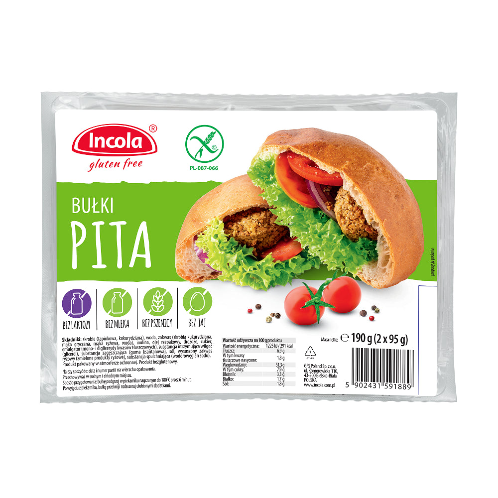 BUŁKI PITA BEZGLUTENOWE (2 x 95 g) 190 g - INCOLA-0