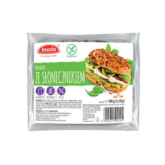 BUŁKI ZE SŁONECZNIKIEM BEZGLUTENOWE (2 x 50 g) 100 g - INCOLA-0