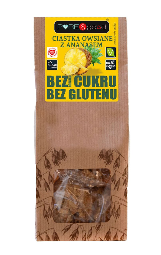 CIASTKA OWSIANE Z ANANASEM BEZ DODATKU CUKRU BEZGLUTENOWE 150 g - PUREGOOD-0