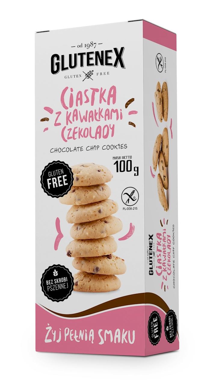 CIASTKA Z KAWAŁKAMI CZEKOLADY BEZGLUTENOWE 100 g - GLUTENEX-0