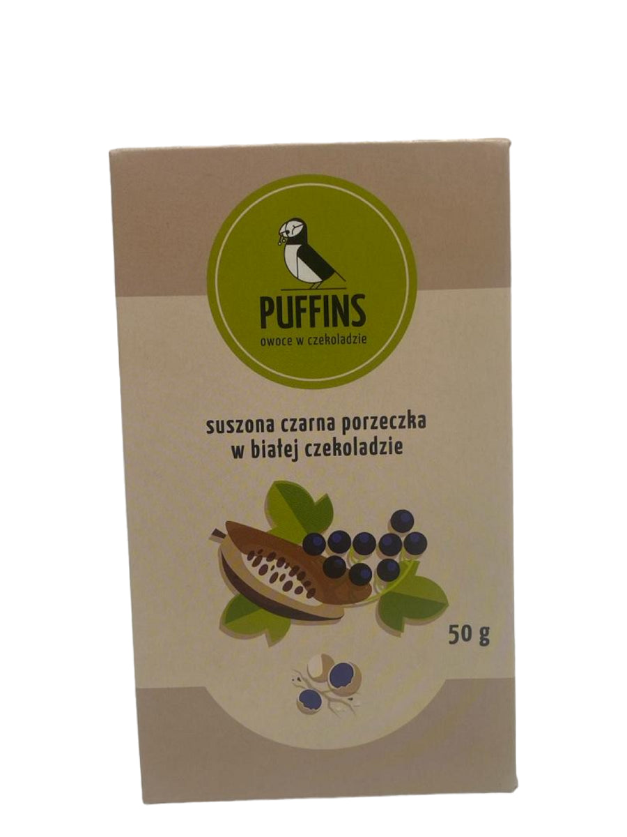 CZARNA PORZECZKA W BIAŁEJ CZEKOLADZIE 50 g - PUFFINS-0