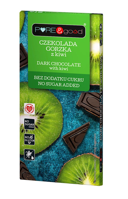 CZEKOLADA GORZKA Z KIWI BEZ DODATKU CUKRU BEZGLUTENOWA 75 g - PUREGOOD-0