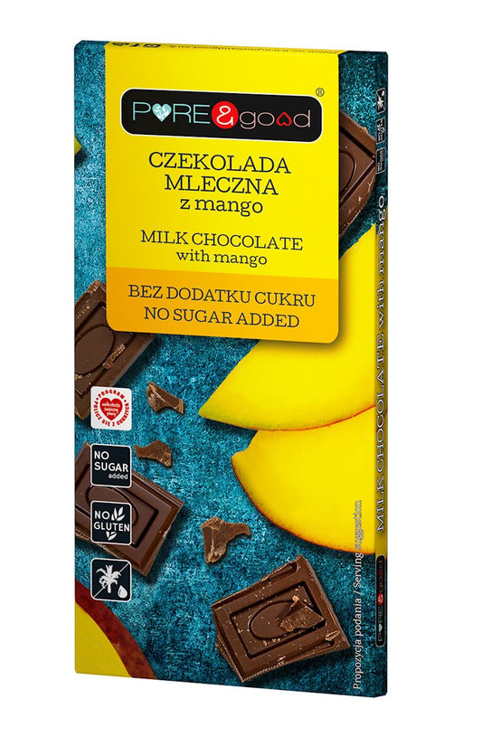 CZEKOLADA MLECZNA Z MANGO BEZ DODATKU CUKRU BEZGLUTENOWA 75 g - PUREGOOD-0