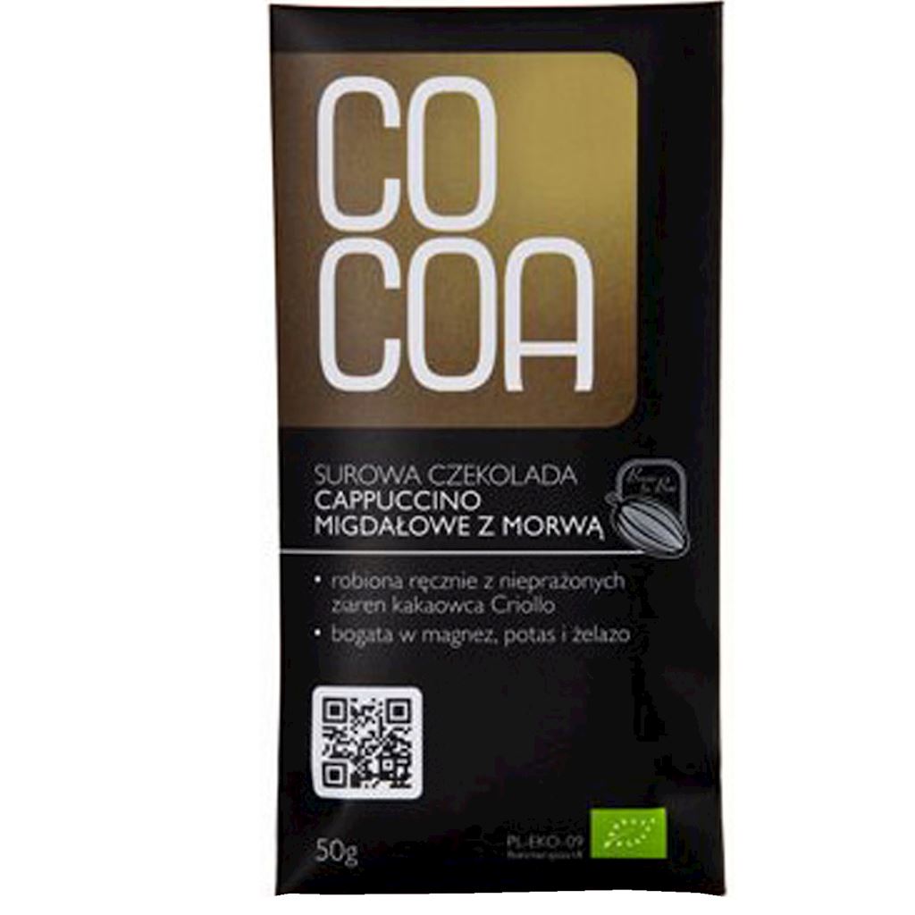 CZEKOLADA SUROWA CAPPUCCINO MIGDAŁOWE Z MORWĄ BIO 50 g - COCOA-0