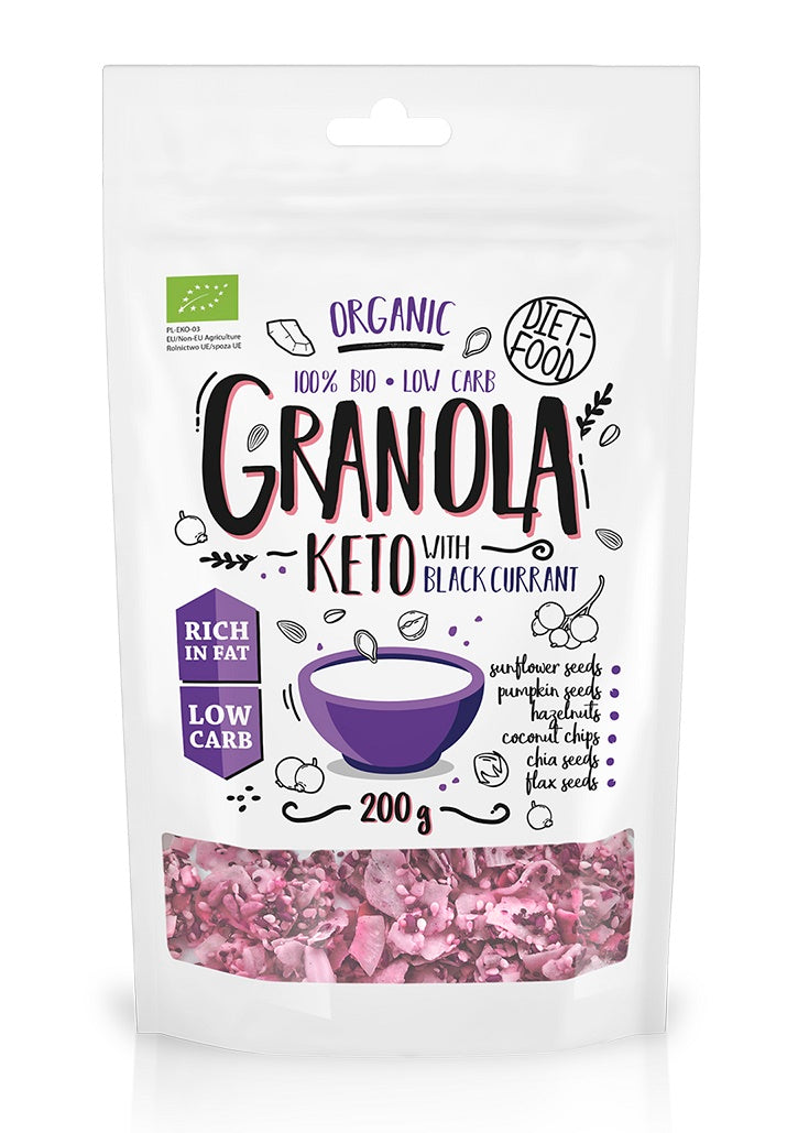 GRANOLA CZARNA PORZECZKA KETO BIO 200 g - DIET-FOOD-0