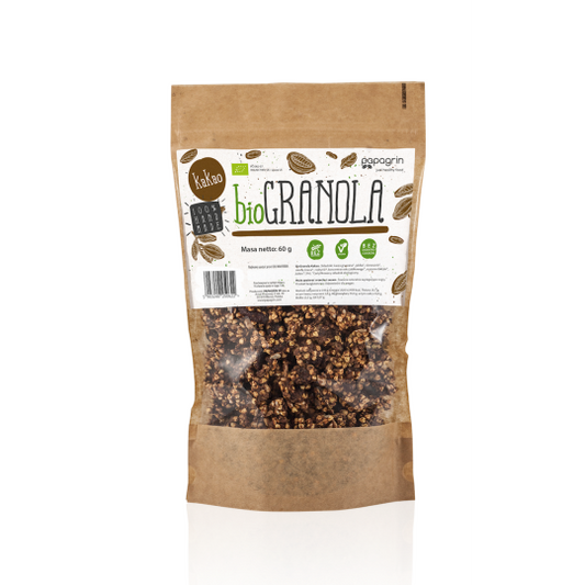 Kakao-Granola ohne Zuckerzusatz, glutenfrei, BIO 60 g