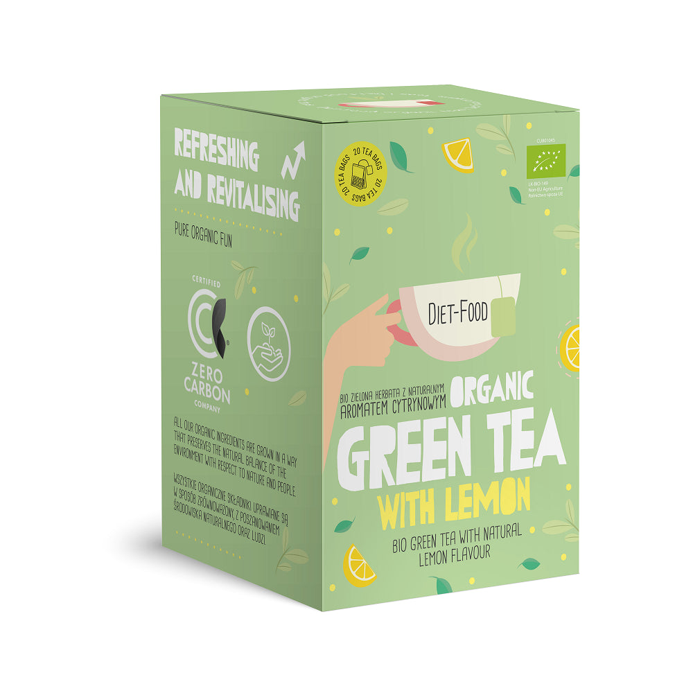 HERBATA ZIELONA O SMAKU CYTRYNOWYM (GREEN TEA WITH LEMON) BIO (20 x 2 g) 40 g - DIET-FOOD-0