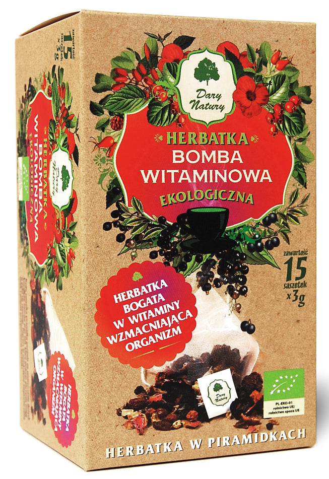 HERBATKA BOMBA WITAMINOWA PIRAMIDKI BIO (15 x 3 g) 45 g - DARY NATURY-0