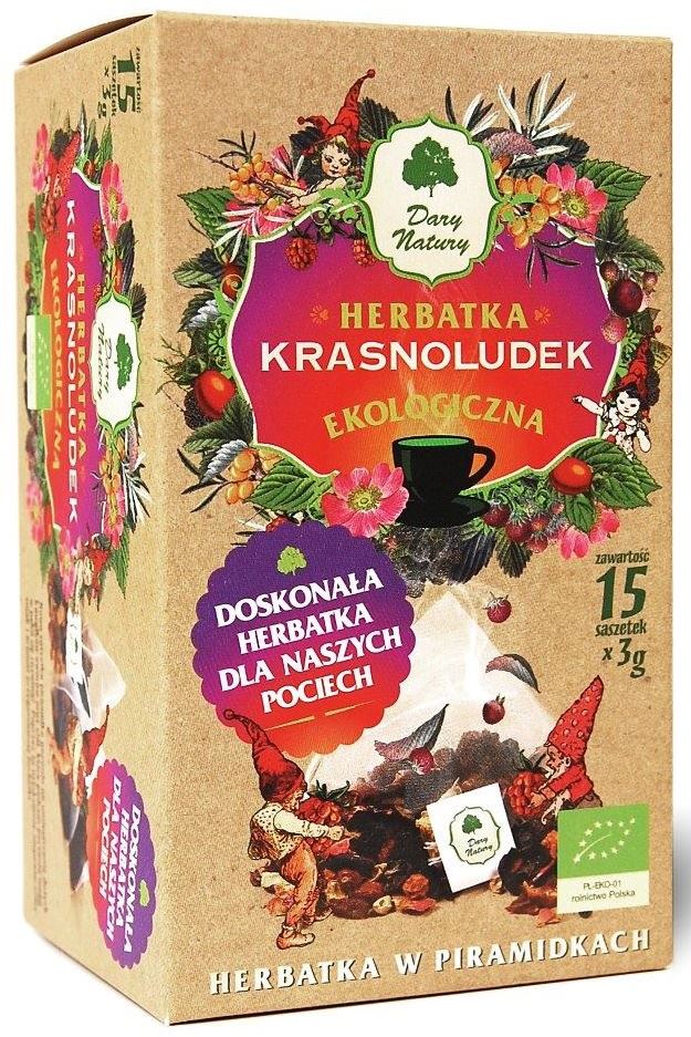 HERBATKA DLA DZIECI KRASNOLUDEK PIRAMIDKI BIO (15 x 3 g) 45 g - DARY NATURY-0