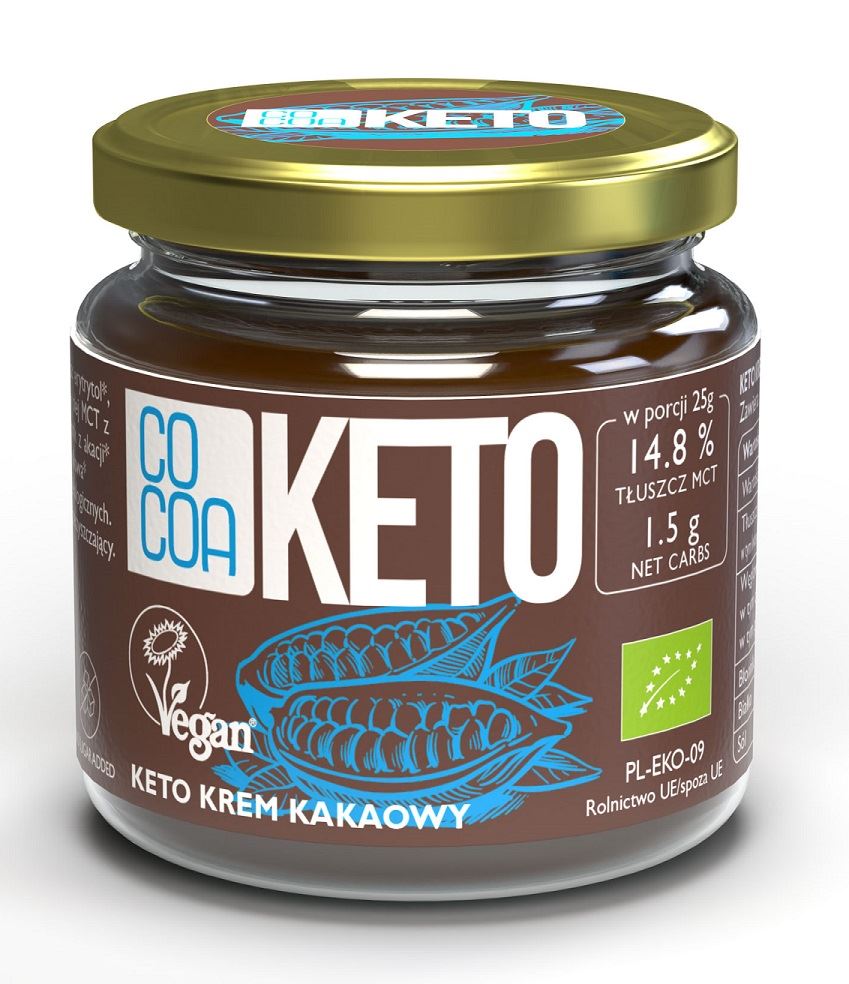 KREM KAKAOWY Z OLEJEM MCT BEZ DODATKU CUKRU BEZGLUTENOWY KETO BIO 200 g - COCOA-0