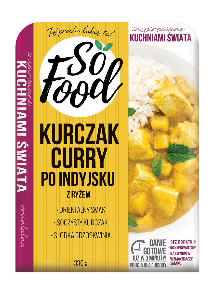 KURCZAK CURRY PO INDYJSKU Z RYŻEM 330 g - SO FOOD-0