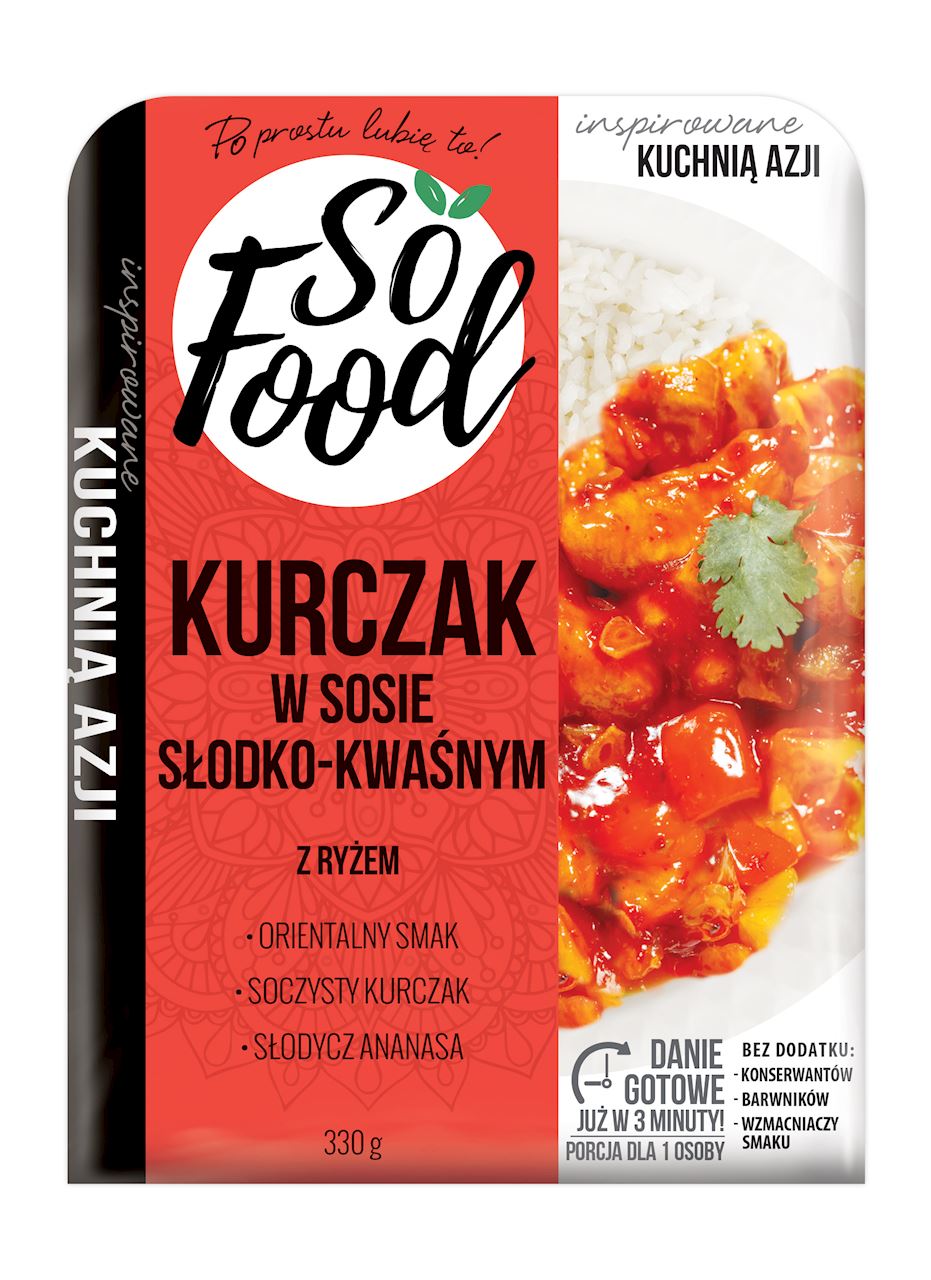 KURCZAK Z RYŻEM W SOSIE SŁODKO - KWAŚNYM 330 g - SO FOOD-0