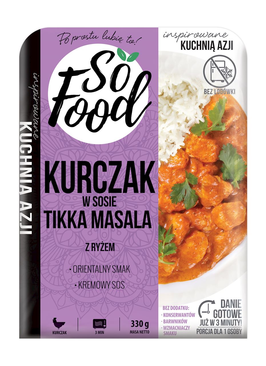 KURCZAK Z RYŻEM W SOSIE TIKKA MASALA 330 g - SO FOOD-0