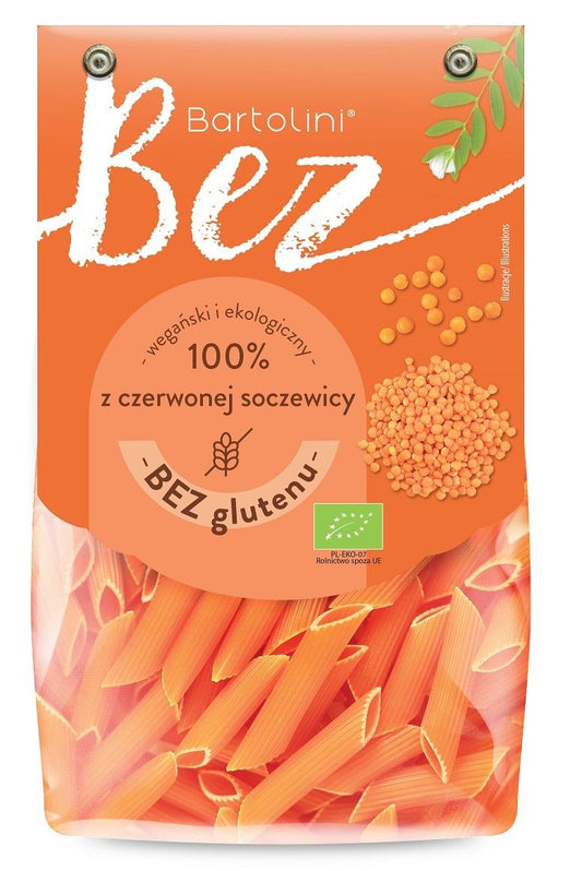 MAKARON PROTEINOWY (Z SOCZEWICY CZERWONEJ) PENNE BEZGLUTENOWY BIO 250 g - BARTOLINI-0