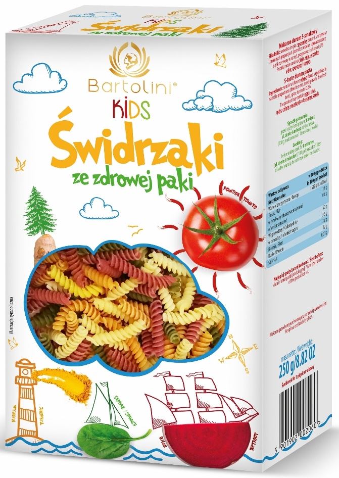 MAKARON (SEMOLINOWY Z SUSZONYMI WARZYWAMI) DLA DZIECI ŚWIDRZAKI 250 g - BARTOLINI-0