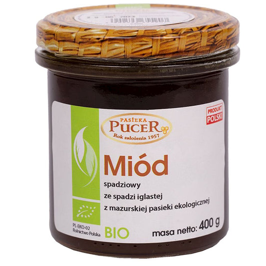 MIÓD SPADZIOWY ZE SPADZI IGLASTEJ BIO 400 g - PASIEKA PUCER-0