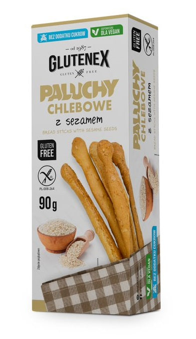 PALUCHY CHLEBOWE Z SEZAMEM BEZ DODATKU CUKRÓW BEZGLUTENOWE 90 g - GLUTENEX-0