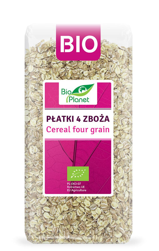 PŁATKI 4 ZBOŻA (ORKISZ, OWIES, JĘCZMIEŃ, ŻYTO) BIO 300 g - BIO PLANET-0