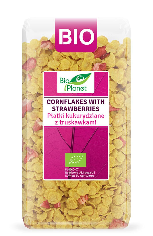 PŁATKI KUKURYDZIANE Z TRUSKAWKAMI BIO 250 g - BIO PLANET-0