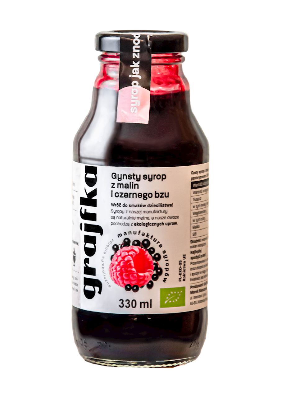 SYROP Z MALIN I CZARNEGO BZU BIO 330 ml - GRAJFKA-0