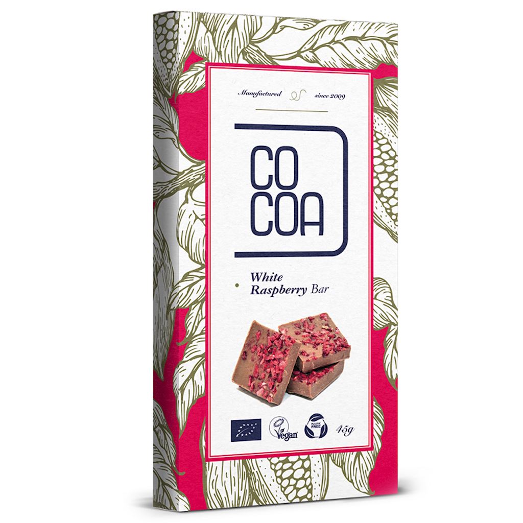 TABLICZKA BIAŁA Z MALINAMI BIO 45 g - COCOA-0