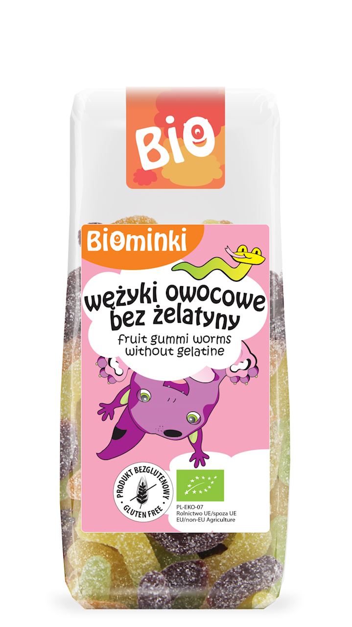 WĘŻYKI OWOCOWE BEZ ŻELATYNY BEZGLUTENOWE BIO 100 g - BIOMINKI-0