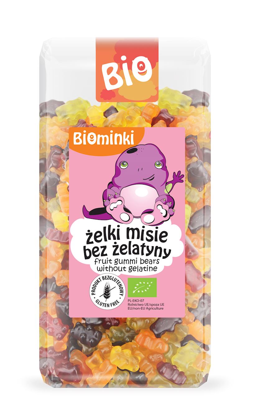 ŻELKI MISIE BEZ ŻELATYNY BEZGLUTENOWE BIO 400 g - BIOMINKI-0