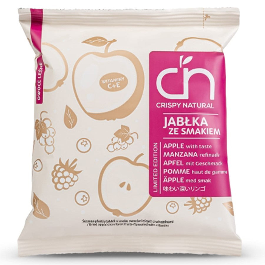 Chipsy z jabłka o smaku owoców leśnych z witaminami Crispy Natural, 18 g-0