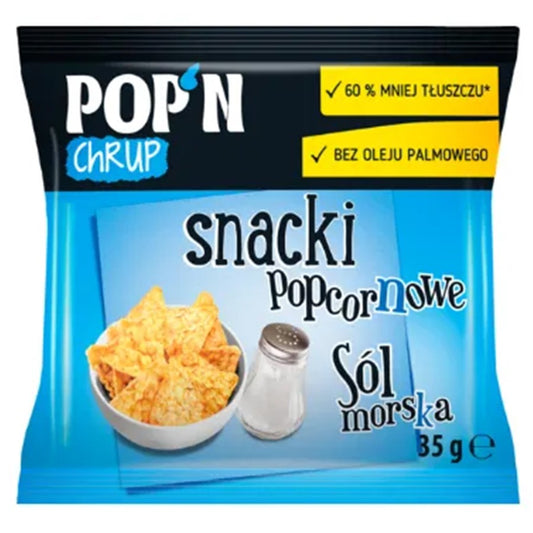 POP'N Chrup snacki popcornowe z solą morską Sante 35g-0