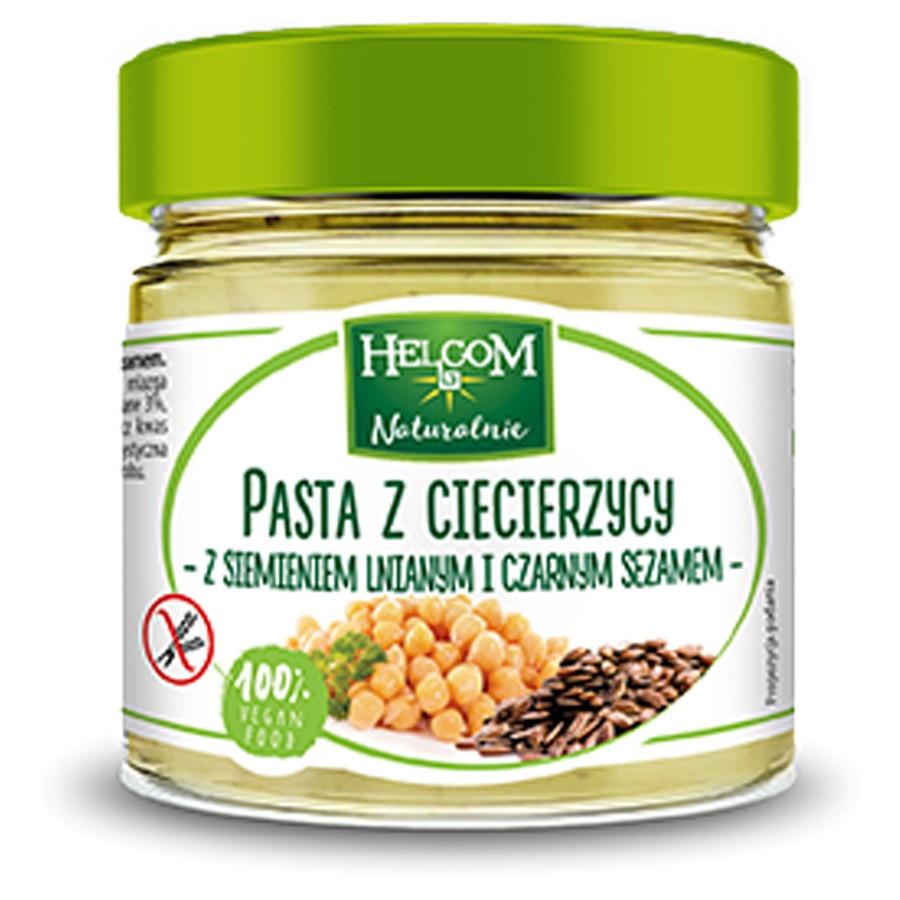 Pasta z ciecierzycy z siemieniem lnianym i czarnym sezamem Helcom 190g-0