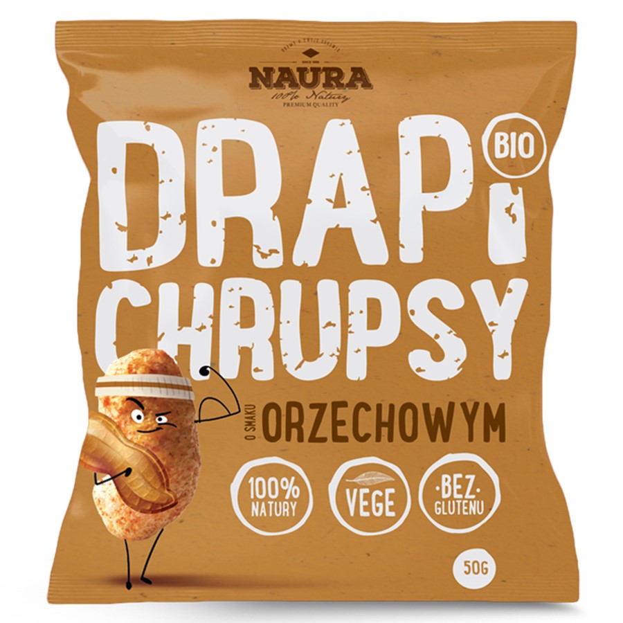 Chrupki Drapi Chrupsy o smaku orzechowym Naura BIO, 50g-0