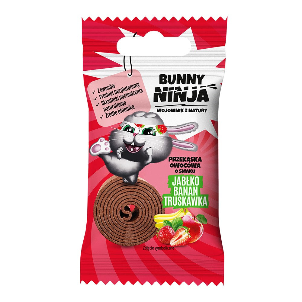 Przekąska owocowa o smaku jabłko-banan-truskawka Bunny Ninja, 15g-0