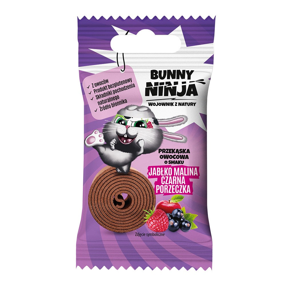 Przekąska owocowa o smaku jabłko-malina-czarna porzeczka Bunny Ninja, 15g-0