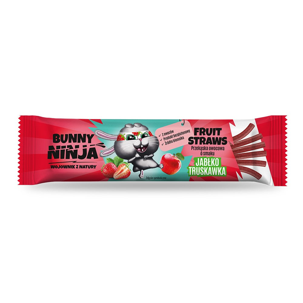 Przekąska owocowa o smaku jabłko-truskawka Fruit Straws Bunny Ninja, 16 g-0