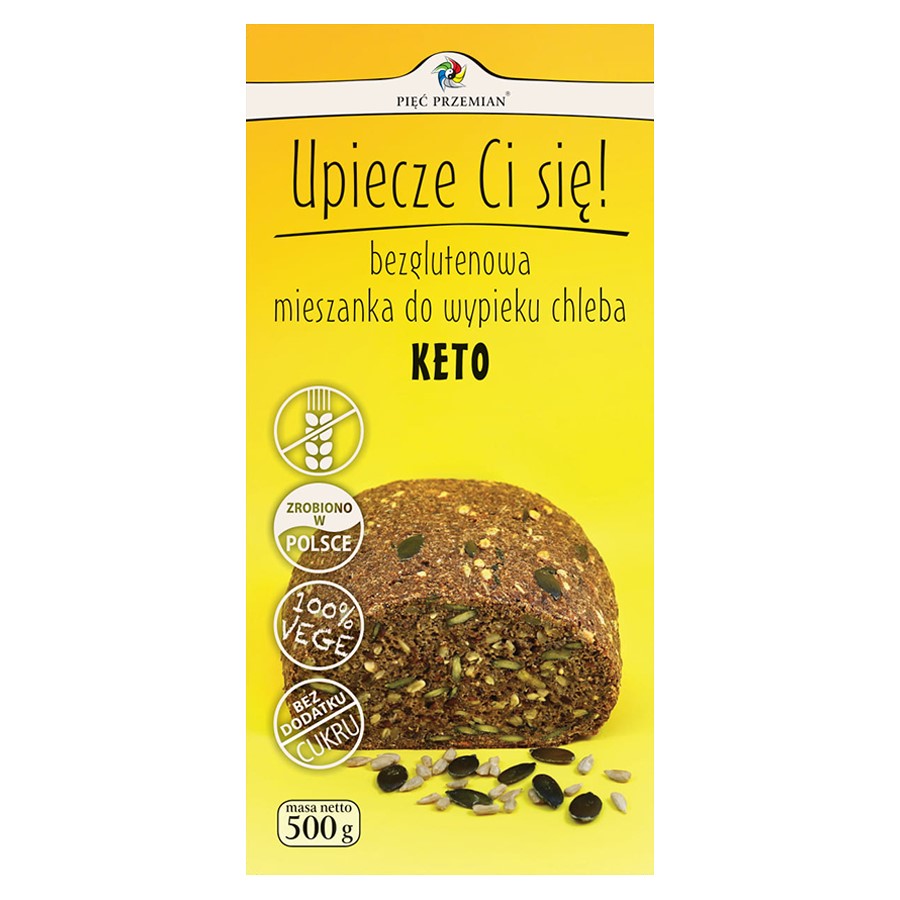 Bezglutenowa mieszanka do wypieku chleba KETO Pięć Przemian 500g-0